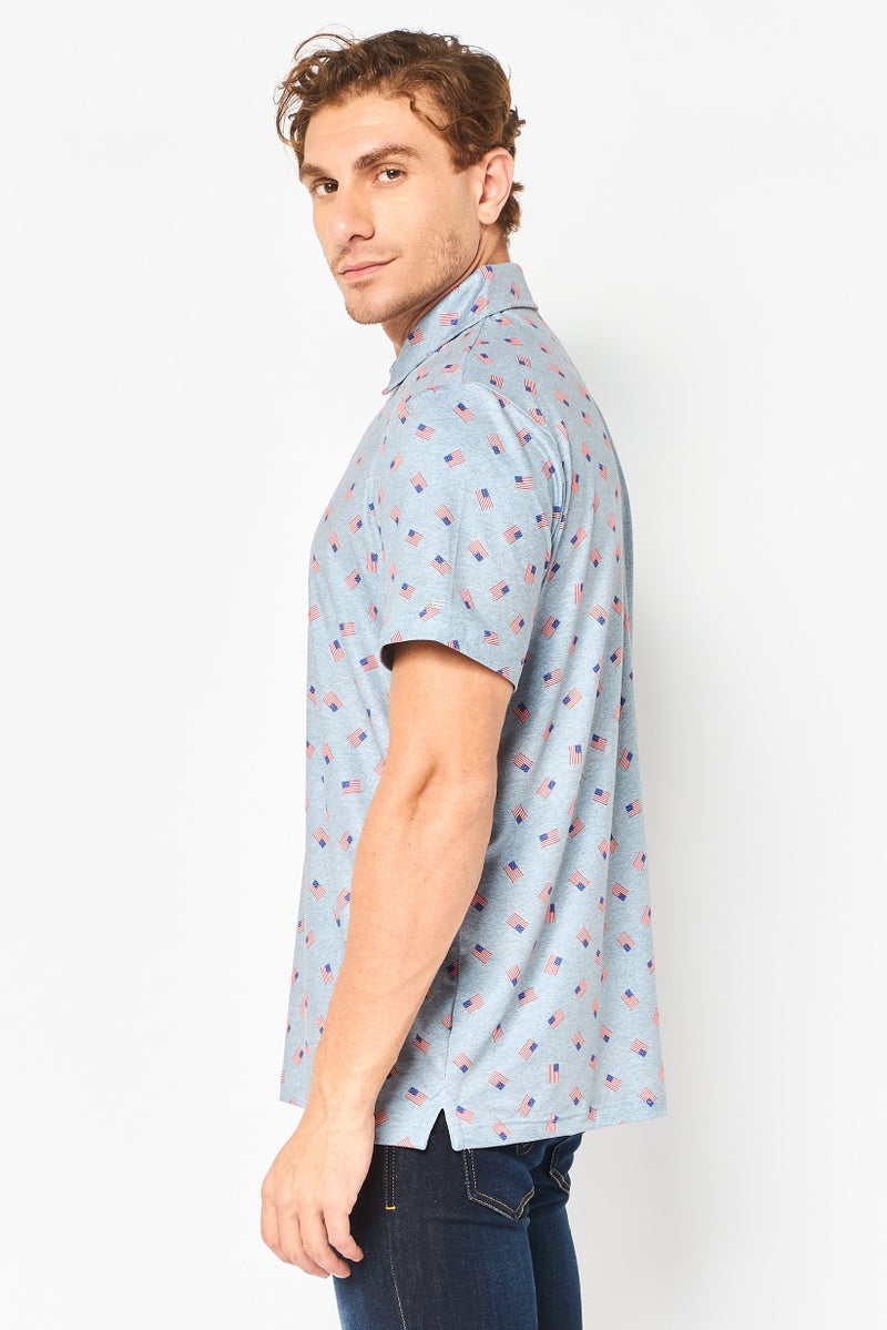 Chaps Men Classic Fit Allover Print Short Sleeve Polo Shirt, Multicolor - Image 4