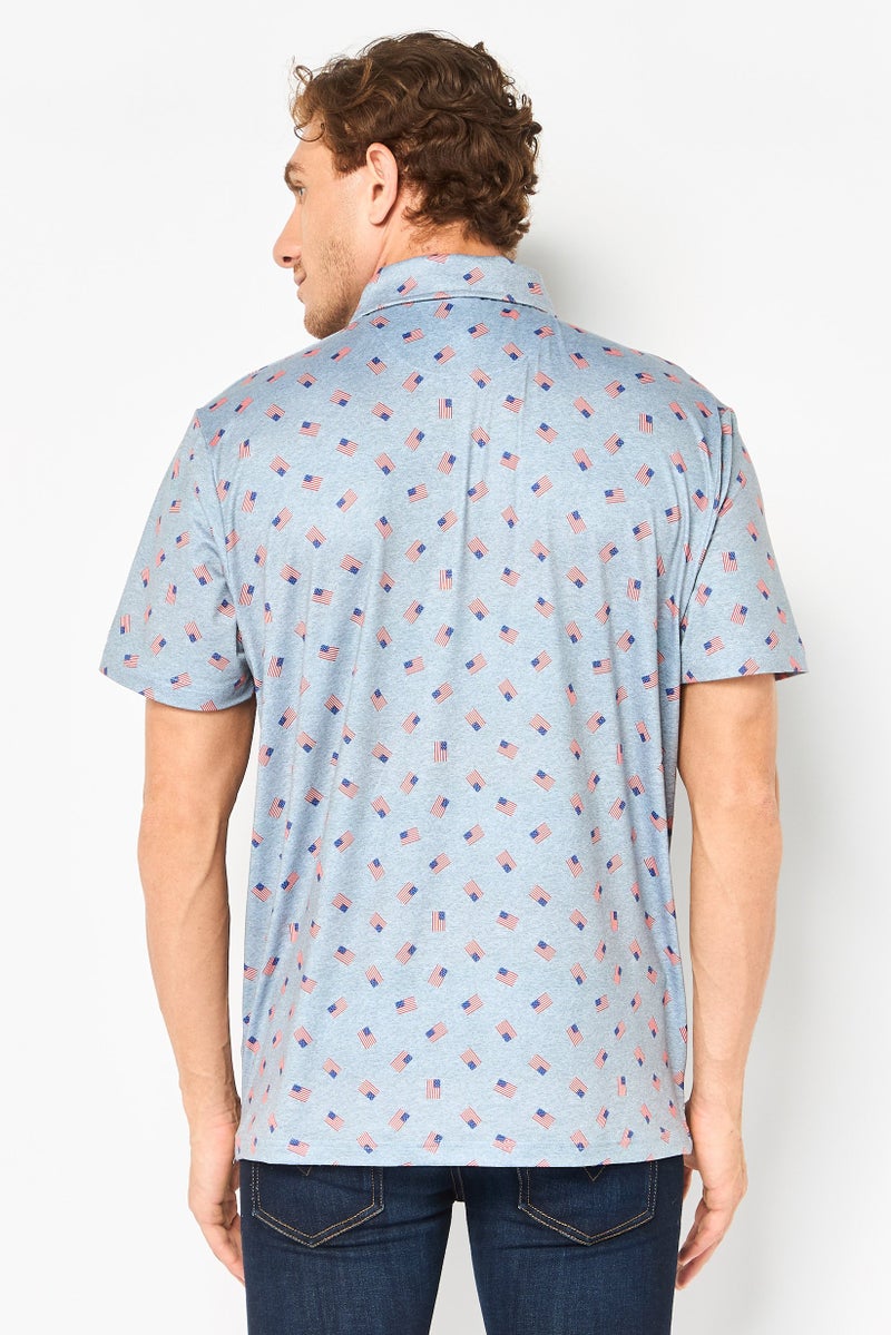 Chaps Men Classic Fit Allover Print Short Sleeve Polo Shirt, Multicolor - Image 2