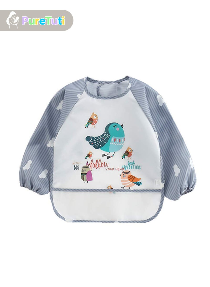 PureTuti 3-Pack Waterproof Sleeved Bib Set – Full-Sleeve Art Smock & Feeding Apron for Babies 1-4 Years | Extra-Large Catch Pocket | Machine Washable & Quick-Dry (Play & Mealtime Protection) - Image 5