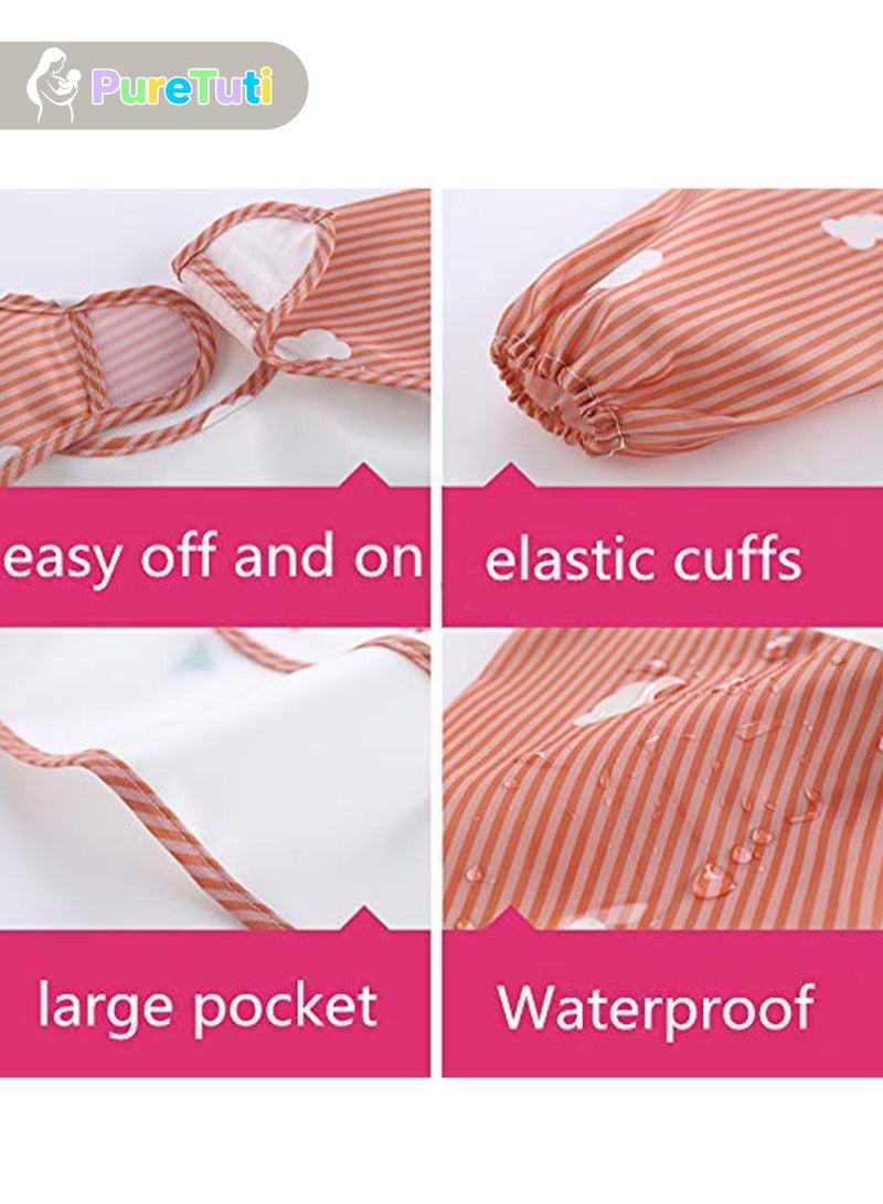 PureTuti 3-Pack Waterproof Sleeved Bib Set – Full-Sleeve Art Smock & Feeding Apron for Babies 1-4 Years | Extra-Large Catch Pocket | Machine Washable & Quick-Dry (Play & Mealtime Protection) - Image 3