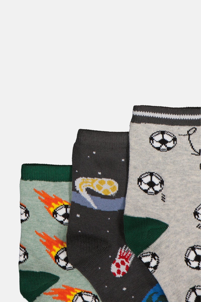 RBX Kids Boy 3 Pairs Allover Print Crew Socks, Multicolor  - Image 2