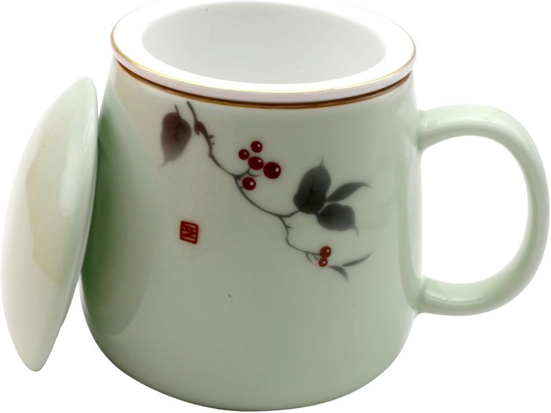 Zooboo Ceramic Tea Mug with Ceramic Infuser and Lid – 18oz Premium Porcelain Tea Cup with Gift Box for Loose Leaf Tea, Herbal Infusions,Flower Tea,Coffee (Light Green) - Image 4