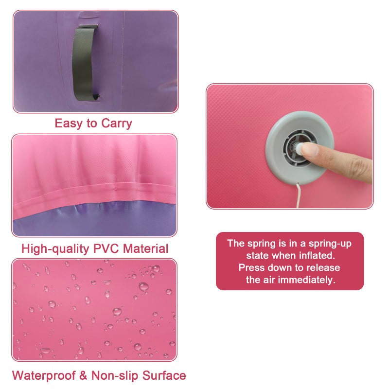 GONFLABLE Air Roller Gymnastics Barrel Inflatable Tumbling Roller Air Mat with Electric Pump for Backhandspring Training Yoga Cheerleading Home Use Gym (Pink Purple-Air Roller, 3.3ft x 31.5inch) - Image 5