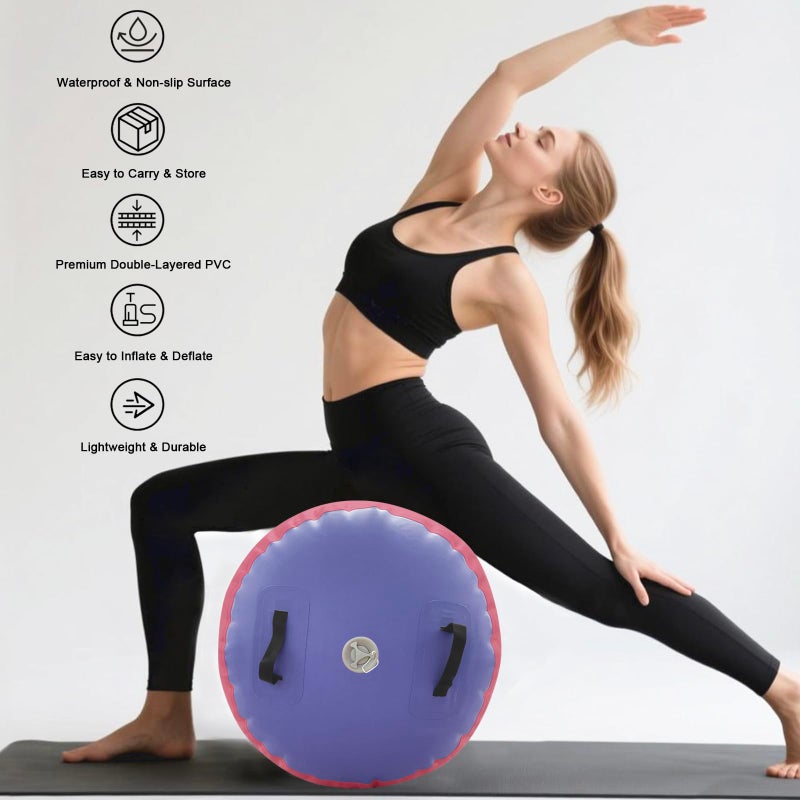 GONFLABLE Air Roller Gymnastics Barrel Inflatable Tumbling Roller Air Mat with Electric Pump for Backhandspring Training Yoga Cheerleading Home Use Gym (Pink Purple-Air Roller, 3.3ft x 31.5inch) - Image 3