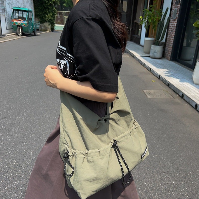 Japanese Style Drawstring Crossbody Bag Men'S Casual Sports Large Capacity Shoulder Bag Commuter Lightweight Backpack Trendy Women'S - Image 3