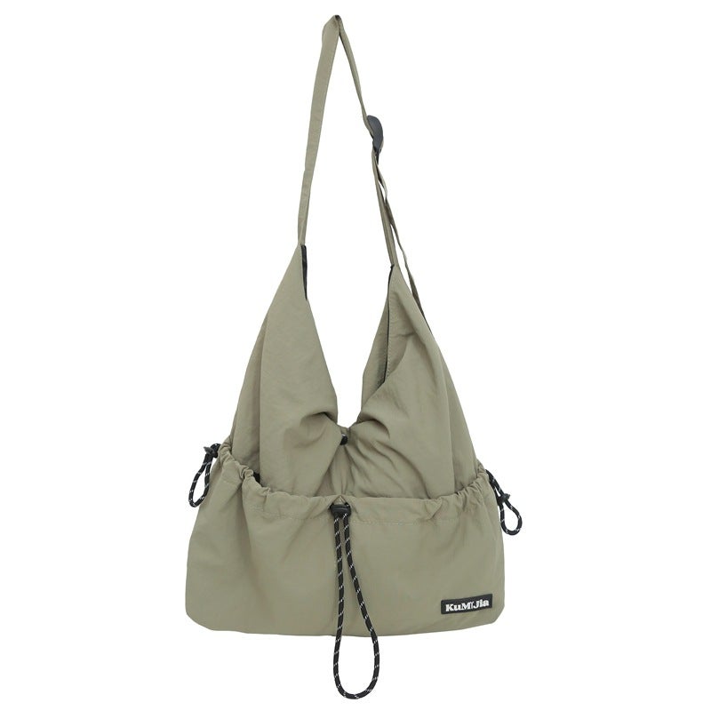 Japanese Style Drawstring Crossbody Bag Men'S Casual Sports Large Capacity Shoulder Bag Commuter Lightweight Backpack Trendy Women'S - Image 1