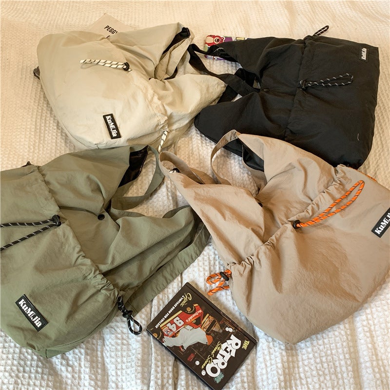 Japanese Style Drawstring Crossbody Bag Men'S Casual Sports Large Capacity Shoulder Bag Commuter Lightweight Backpack Trendy Women'S - Image 5