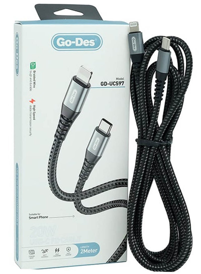 GO-DES Go- Des  Lightning To Type C Cable GD-UC597 - Image 1