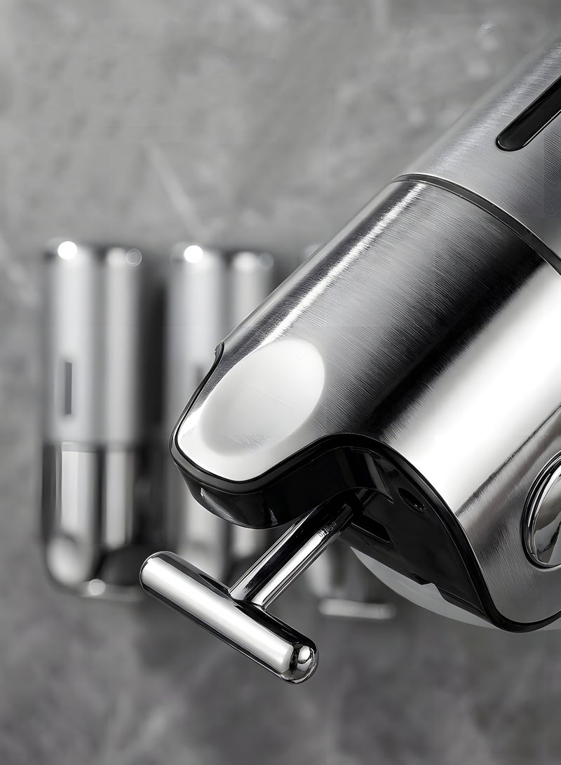 Beauenty 3 in 1 Wall Mounted Bathroom Shower Soap Pump Dispenser Set,Shower Pump Dispenser,Lotion Dispenser,Holds Shampoo,Soap,Conditioner,Shower Gel,For Bathroom Kitchen Hotel Organizer(Silver) - Image 3