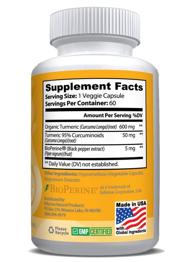 ENP Turmeric | 600mg Organinc Turmeric with 95% Curcuminoids & Black Pepper Extract, 60ct - Image 2