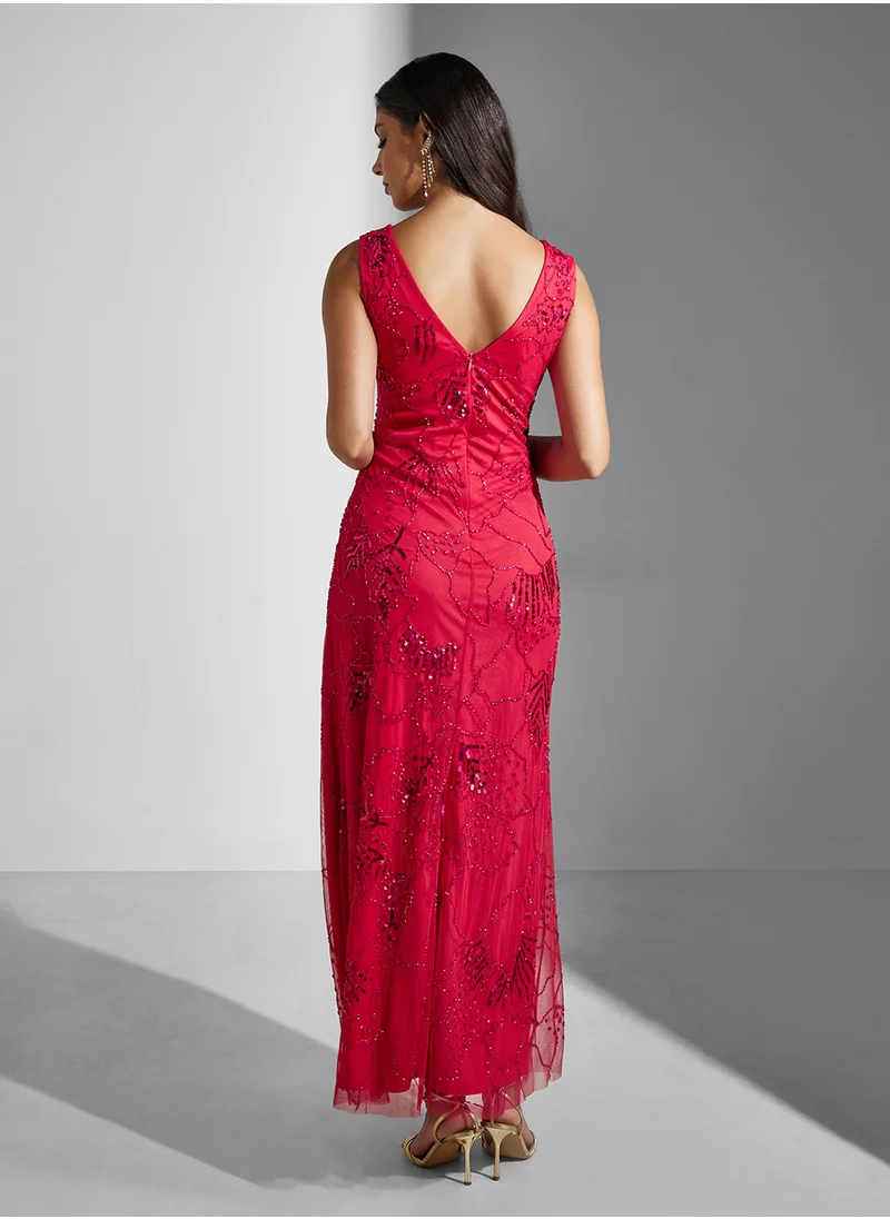 Amelia Rose Embellished Maxi Dress