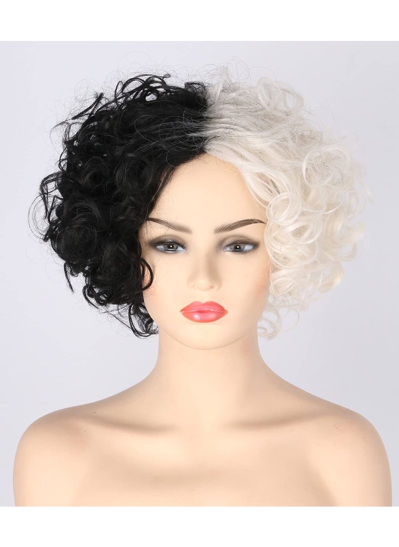 Topcosplay Topcosplay Women Wigs Short Curly Afro Fluffy Black and Blonde Wigs Cosplay Costume Wig 