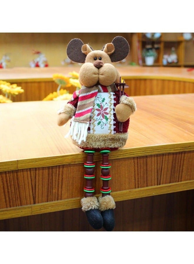 CCOVERY Cute Christmas Ornaments Sitting Doll Figurine Santa Claus Snowman Elk Decoration 12.6x5 inch - Image 4