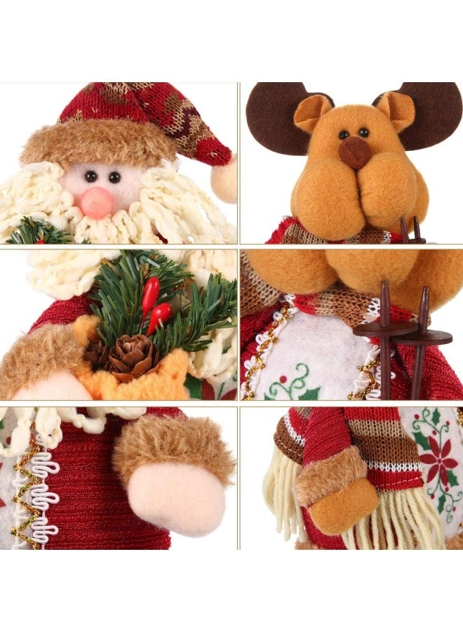 CCOVERY Cute Christmas Ornaments Sitting Doll Figurine Santa Claus Snowman Elk Decoration 12.6x5 inch - Image 5