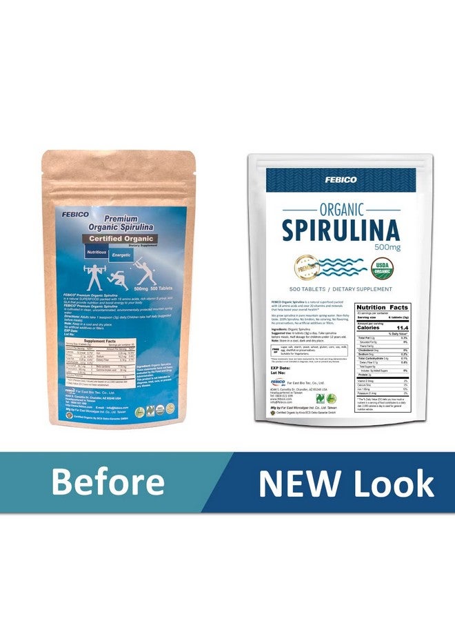 FEBICO Organic Spirulina Tablets 250 Grams 83 Days Supply Natural Multivitamin Protein Phycocyanin Vitamin B Complex Gla Vegan Superfood Nongmo Usda Naturland And Halal Certified - Image 4