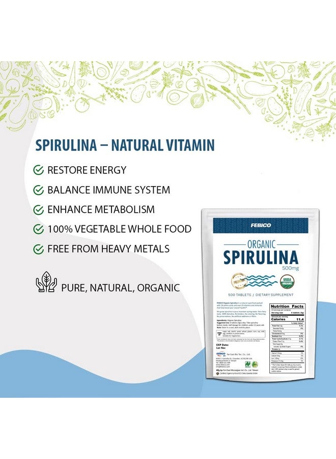FEBICO Organic Spirulina Tablets 250 Grams 83 Days Supply Natural Multivitamin Protein Phycocyanin Vitamin B Complex Gla Vegan Superfood Nongmo Usda Naturland And Halal Certified - Image 3