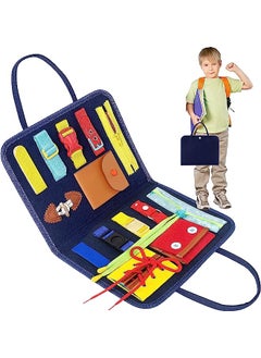Party with Emma Busy Board Montessori Toy for Develop Basic Skills 14 in 1 Learn to Dress Toy for Kids Parent Kids Activity Toy Bag Design for Airplane or Car Travel  - Image 1