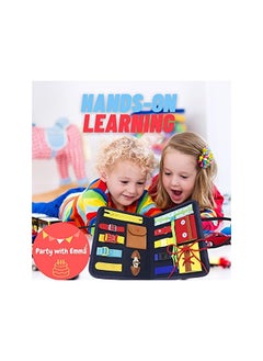 Party with Emma Busy Board Montessori Toy for Develop Basic Skills 14 in 1 Learn to Dress Toy for Kids Parent Kids Activity Toy Bag Design for Airplane or Car Travel  - Image 2
