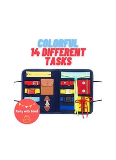Party with Emma Busy Board Montessori Toy for Develop Basic Skills 14 in 1 Learn to Dress Toy for Kids Parent Kids Activity Toy Bag Design for Airplane or Car Travel  - Image 5
