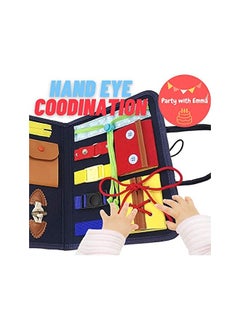 Party with Emma Busy Board Montessori Toy for Develop Basic Skills 14 in 1 Learn to Dress Toy for Kids Parent Kids Activity Toy Bag Design for Airplane or Car Travel  - Image 4