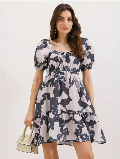 BIG DART BDART Square Neck A-Form Mini Dress with Bow
