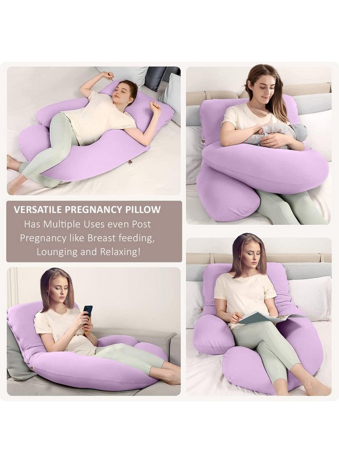 COOZLY وسادة الحمل على شكل G من COOZLY | وسادة الأمومة على شكل G مع أغطية قابلة للإزالة 100% قطن | وسادة النوم للحمل (لافندر) - Image 2