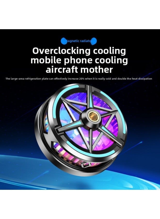 2024 S6 Semiconductor Mobile Phone Radiator Magnetic Suction Live Platform Source Batch-Color:F15 Battery Type Air-cooled - Black (500 Mah + Colored Light Three-speed Adjustment) - Image 2