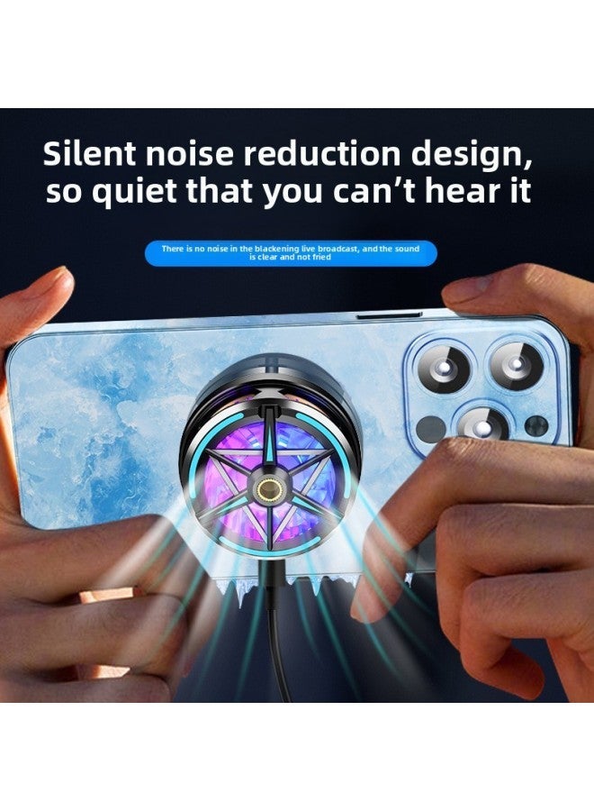 2024 S6 Semiconductor Mobile Phone Radiator Magnetic Suction Live Platform Source Batch-Color:F15 Battery Type Air-cooled - Black (500 Mah + Colored Light Three-speed Adjustment) - Image 5