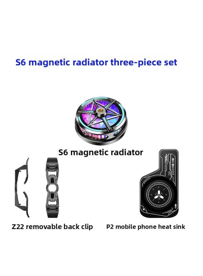 2024 S6 Semiconductor Mobile Phone Radiator Magnetic Suction Live Platform Source Batch-Color:F15 Battery Type Air-cooled - Black (500 Mah + Colored Light Three-speed Adjustment) - Image 4
