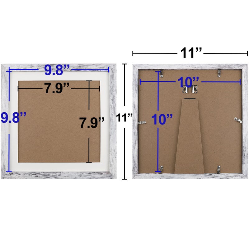 TOFOREVO 10x10 Square Picture Frames Set of 6 Distressed White Wood Grain Photo Frame for Gallery Wall Mounting or Tabletop Display - Image 3