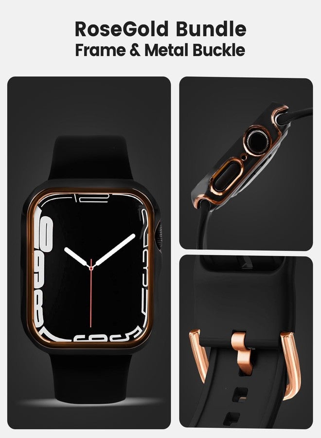 BandSmith Sport Band and Bumper Case Compatible with Apple Watch 40mm 38mm 41mm 42mm 44mm 45mm 46mm Women, Soft Silicone Straps and Rose Gold Edge Protector Frame for iWatch Series 11 10 9 8 7 6 5 4 3 2 1 SE - Image 2