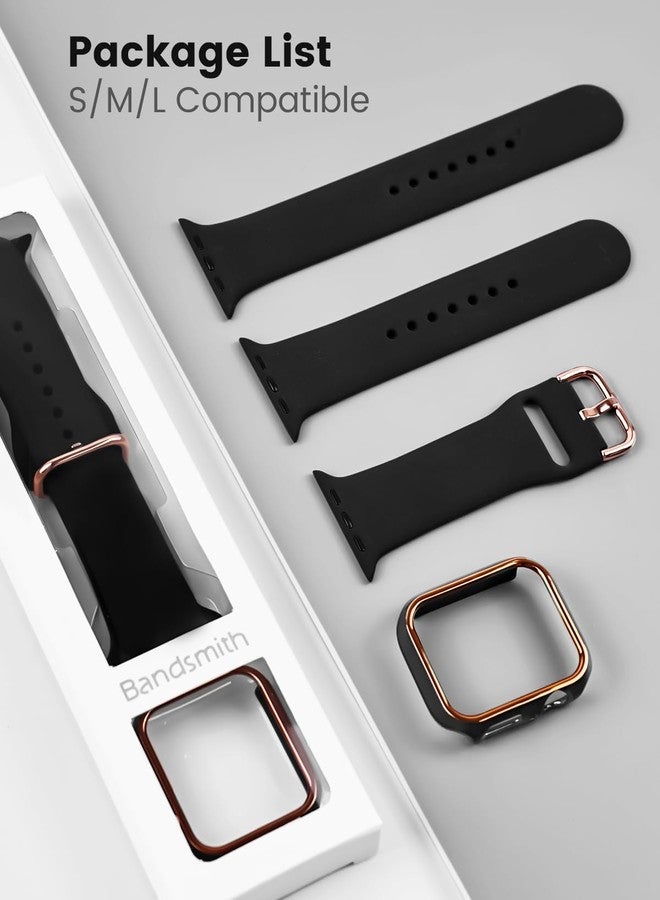 BandSmith Sport Band and Bumper Case Compatible with Apple Watch 40mm 38mm 41mm 42mm 44mm 45mm 46mm Women, Soft Silicone Straps and Rose Gold Edge Protector Frame for iWatch Series 11 10 9 8 7 6 5 4 3 2 1 SE - Image 4
