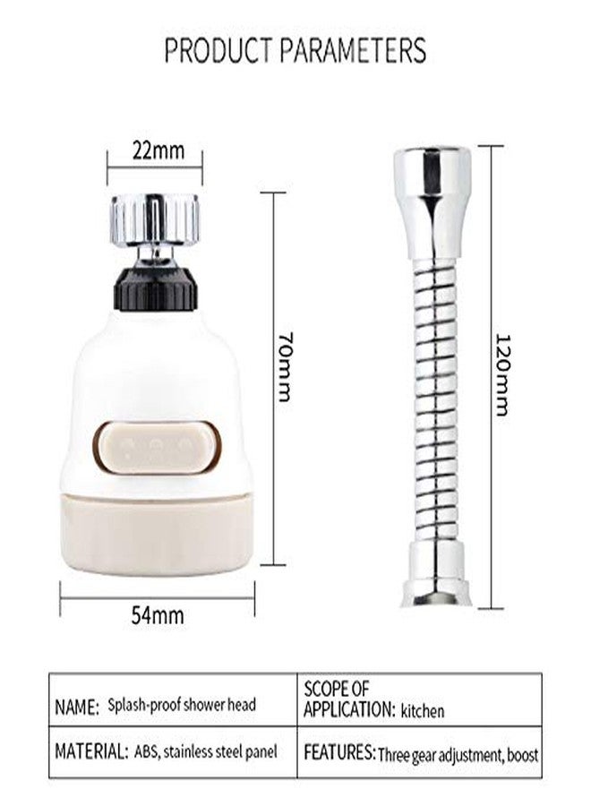 KitchenFest® ABS & Stainless Steel 360° Rotating Water Saving Flexible Faucet Aerator Sprinkler Sprayer with 3 Adjustment Modes and Hose Attachment for Kitchen Sink - Image 2