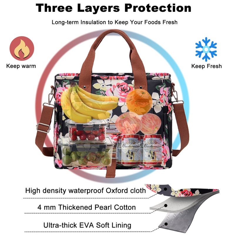 Weitars Lunch Bag for Women,Leak Proof Lunch Box for Work,Insulated Large Lunch Tote Bag with Removable Shoulder Strap, Lunch Bag For Picnic Hiking - Image 4
