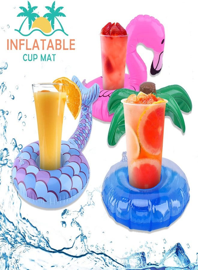 Blovec Inflatable Drink Floats, Blovec 8 Pack Inflatable Drink Holders Cup Coasters Swimming Drink Holder with Air Pump for Summer Pool Party - Image 3