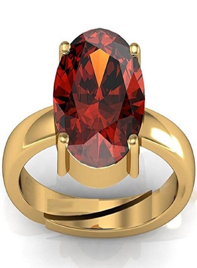 JEMSPRIME 19.25 Ratti 18.00 Carat Natural Certified Hessonite/Garnet/Gomed Loose Gemstone Gold Plated Adjustable Ring for Men's and Women's - Image 1