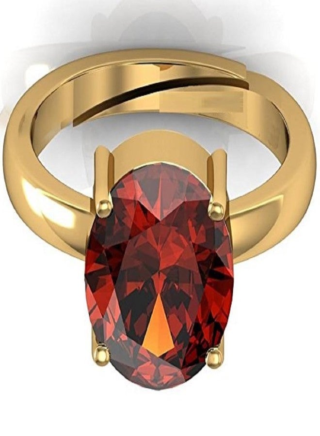 JEMSPRIME 19.25 Ratti 18.00 Carat Natural Certified Hessonite/Garnet/Gomed Loose Gemstone Gold Plated Adjustable Ring for Men's and Women's - Image 4