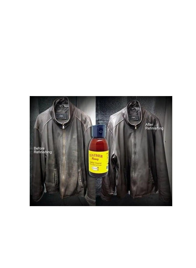 BeeWax "Two pieces of leather polish, cleaner, and corrector, liquid honey balm, and safe transparent varnish made from natural materials, a multi-purpose leather moisturizer for furniture, bags, jackets, and leather shoes - 4.2 fluid ounces. - Image 3