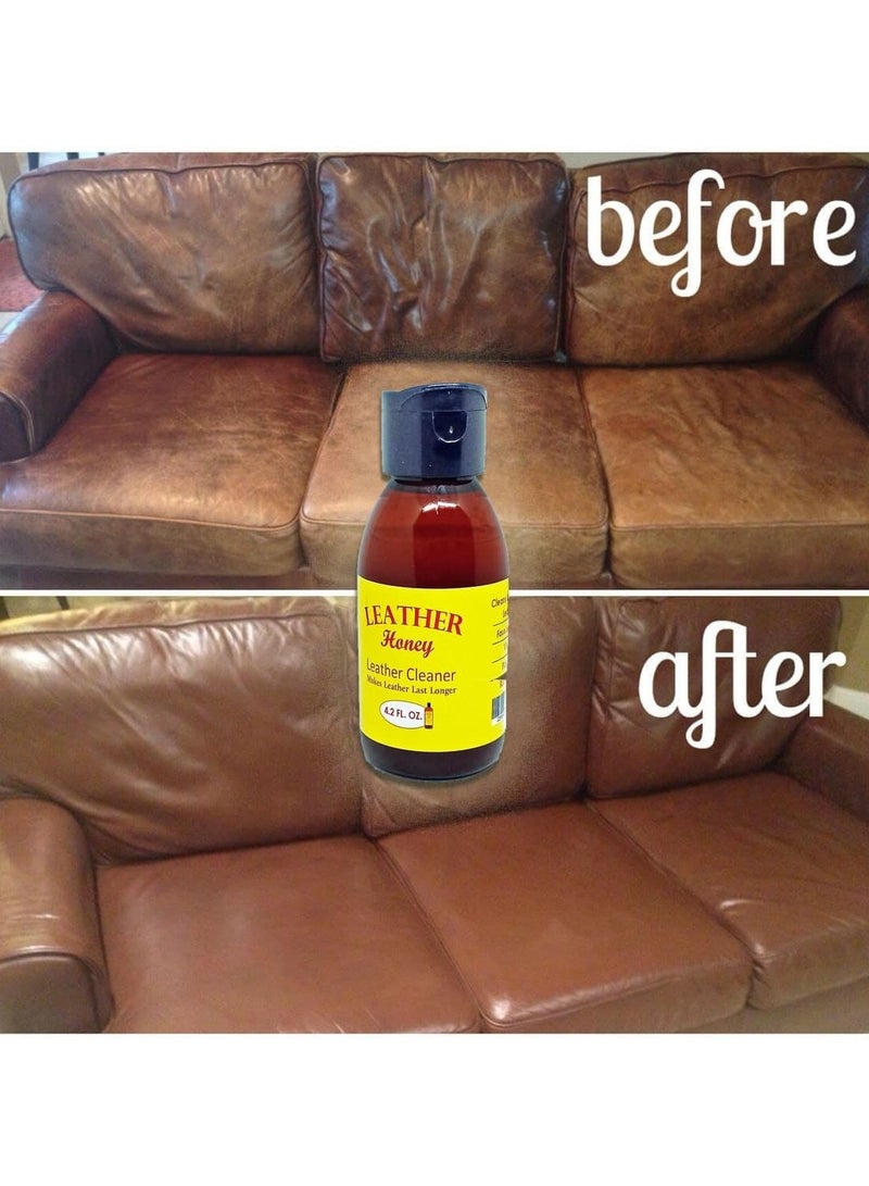 BeeWax "Two pieces of leather polish, cleaner, and corrector, liquid honey balm, and safe transparent varnish made from natural materials, a multi-purpose leather moisturizer for furniture, bags, jackets, and leather shoes - 4.2 fluid ounces. - Image 2