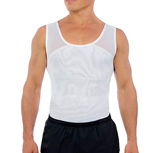 Esteem Apparel Original Men's Chest Compression Shirt to Hide Gynecomastia Slimming Shapewear (XX-Large, White) - Image 1