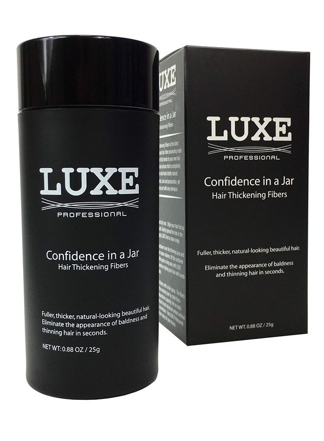 LUXE Professional ألياف تكثيف الشعر LUXE - الثقة في جرة - إمداد لأكثر من 2 شهر! - مضاد للحساسية، مختبر من قبل أطباء الجلد - متوفر بعدة ألوان (أسود) - Image 1