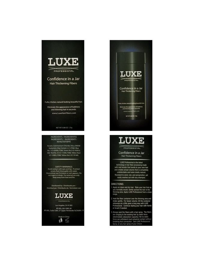 LUXE Professional ألياف تكثيف الشعر LUXE - الثقة في جرة - إمداد لأكثر من 2 شهر! - مضاد للحساسية، مختبر من قبل أطباء الجلد - متوفر بعدة ألوان (أسود) - Image 3