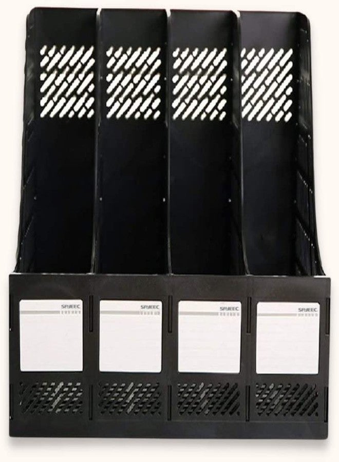 DaKos Multipurpose Plastic 4 Compartments File Rack Paper Holder Desktop, File Holders Organizer Box (Black) Pack of 2 - Image 5
