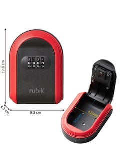 Rubik Key Storage Safe Box, Wall Mounted 4 Digits Combination Lock Box for Outdoor and Indoor Home Hotel Office (Black)  - Image 2