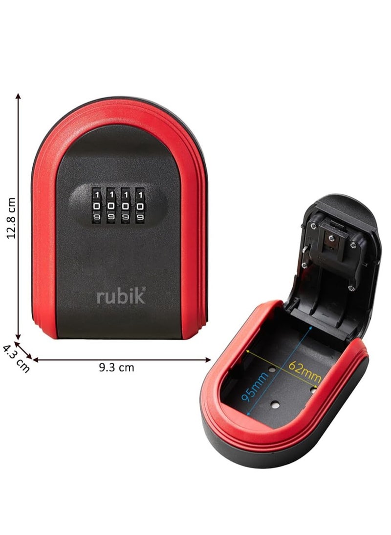 Rubik Key Storage Safe Box, Wall Mounted 4 Digits Combination Lock Box for Outdoor and Indoor Home Hotel Office (Black)  - Image 2