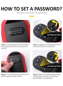 Rubik Key Storage Safe Box, Wall Mounted 4 Digits Combination Lock Box for Outdoor and Indoor Home Hotel Office (Black)  - Image 3