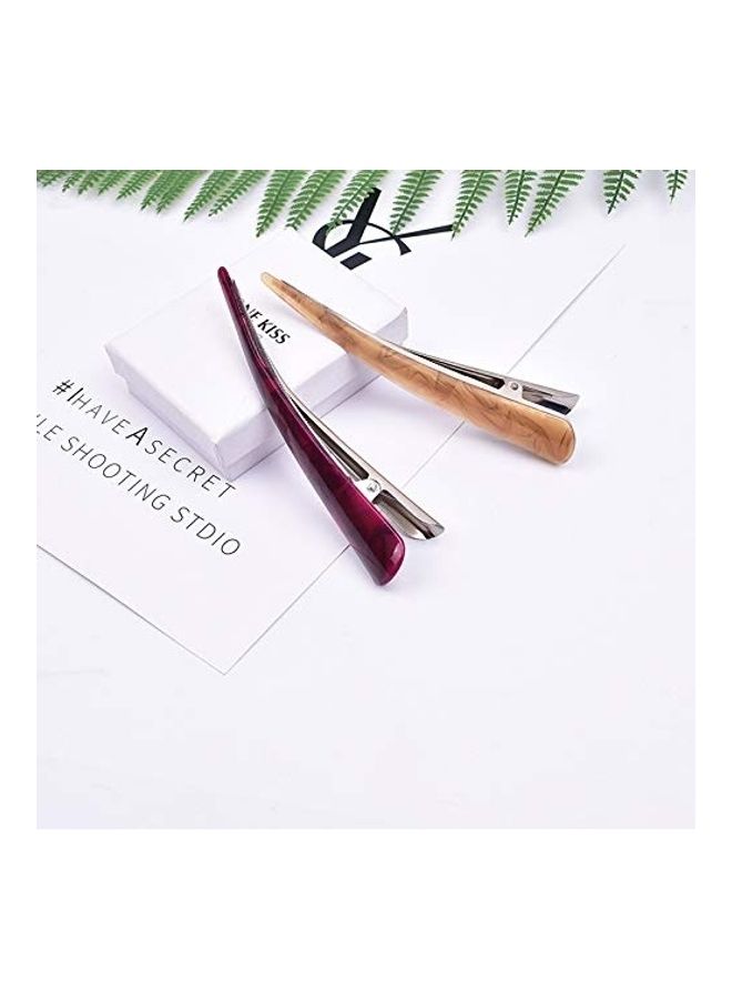NIBEMINENT 2 Large Glossy Metal Hair Clips Brown/Dark Brown 5.5inch  - Image 3