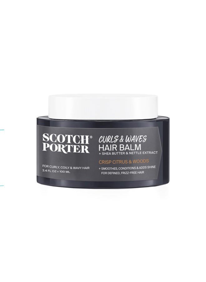 scotch porter - Curls & Waves Smoothing Hair Balm for Men | Instantly Controls, Moisturizes, Defines & Adds Shine | Free of Parabens, Sulfates & Silicones | Vegan | 3.4oz - Image 1