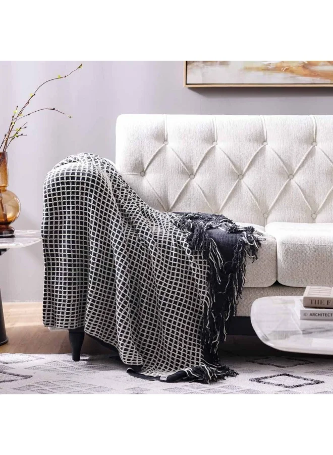 دانوب هوم Ss24 Kosmo Blanket Lightweight Blanket for Living Room Bedroom Bed Couch Chair Sofa Suitable for All Season Grey 130X230Cm