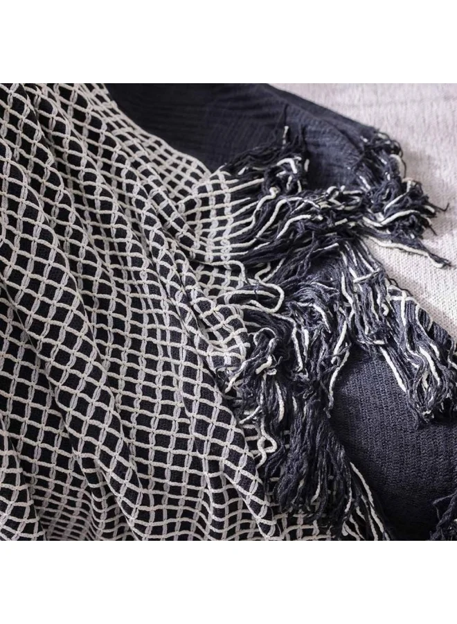 دانوب هوم Ss24 Kosmo Blanket Lightweight Blanket for Living Room Bedroom Bed Couch Chair Sofa Suitable for All Season Grey 130X230Cm